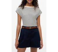 Tommy Hilfiger Gold-tone Button Boat Neck T-shirt Breton Calico/dark Night size S | Shirts Outlet | Women | Black S