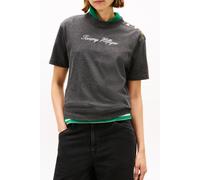 Tommy Hilfiger Gold-tone Button Logo Embroidery Relaxed T-shirt Grey size M | Shirts Outlet | Women | Gray M