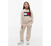 Tommy Hilfiger Heritage Flag Logo Cuffed Drawstring Joggers, Beige, Size 14 Years Beige