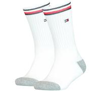 Tommy Hilfiger Unisex Kid's Crew Sock, White, 27/30 (Pack of 2)