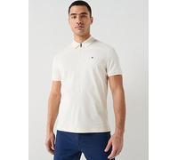 Tommy Hilfiger Interlock Zip Neck Polo Shirt, Off White, Size 2Xl, Men Off White