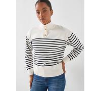 Tommy Hilfiger Women's Gold Button Crew Sweatshirt 14 (L) White