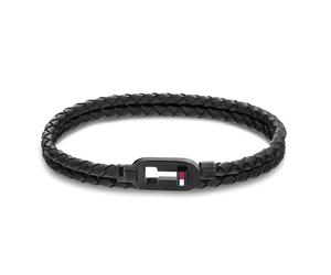 Tommy Hilfiger Jewelry Men's Braided Leather Bracelet Black - 2790386