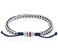 Tommy Hilfiger Jewelry Men's Stainless Steel and Nylon Intertwined Bracelet with Adjustable Closure - 2790511