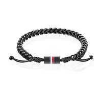 Tommy Hilfiger Jewelry Men's Stainless Steel and Nylon Intertwined Bracelet with Adjustable Closure