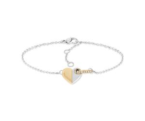 Tommy Hilfiger Jewelry Women's Two-Tone Chain Bracelet with a Heart Charm - 2780880