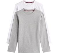 Tommy Hilfiger Kids’ Unisex 2 Pack Round Neck Long Sleeve Tops, Multicolor (White/Light Grey Heather), 14-16 Years