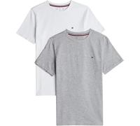 Tommy Hilfiger Kids’ Unisex 2 Pack Short Sleeve Round Neck T-Shirts, Multicolor (White/Light Grey Heather), 12-14 Years