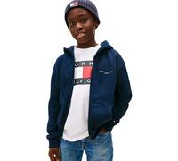 Tommy Hilfiger Kids’ Unisex Hoodie with Zip Mini Corp and Ribbed Hem, Blue (Dark Night Navy), 80