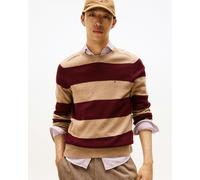 Tommy Hilfiger Lambswool Mens Crew Neck Jumper - Safari Canvas Heather/Deep Burgundy Heather - Safari Canvas Heather/Deep Burgundy Heather - XL