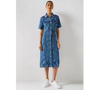 Tommy Hilfiger Lana Short Sleeve Denim Midi Shirt Dress, Blue, Size Eu 44 = Uk 16, Women Blue