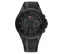 Tommy Hilfiger Larson 1791861 Men's Multifunction Watch - 44mm Black Dial Black Silicone Strap