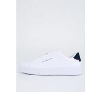 Tommy Hilfiger Leather Court Shoes, White/Navy, Size It/Eu 40 = Uk 6, Men White/Navy