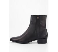 Tommy Hilfiger Leather Pointy Zip Boot, Black, Size 40, Women Black