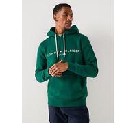 Tommy Hilfiger Linear Chest Logo Hoodie - Dark Green, Dark Green, Size S, Men Dark Green