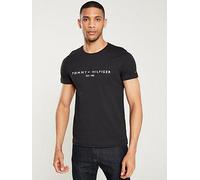 Tommy Hilfiger Men’s Short Sleeve Round Neck Core Tommy Logo T-Shirt, Black (Jet Black), XXL