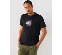 Tommy Hilfiger Linear Flag Graphic T-Shirt - Black, Black, Size S, Men Black