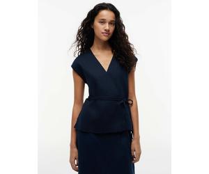 Tommy Hilfiger Linen Rich V-Neck Tie Detail Vest Navy