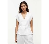 Tommy Hilfiger Linen Rich V-Neck Tie Detail Vest White