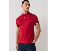 Tommy Hilfiger Liquid Cotton Flag Cuff Slim Fit Polo Shirt, Red, Size L, Men Red
