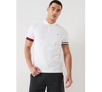 Tommy Hilfiger Liquid Cotton Flag Cuff Slim Fit Polo Shirt, White, Size Xl, Men White