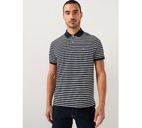 Tommy Hilfiger Liquid Cotton Regular Fit Striped Polo Shirt, Navy, Size M, Men Navy