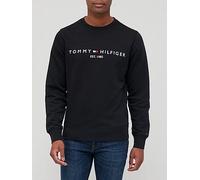 Logo Print Sweatshirt in Cotton Mix with Crew Neck Black
