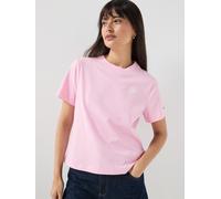 Tommy Hilfiger Logo Embroidery Crew Neck T-shirt, Pink, Size M, Women Pink