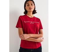 Tommy Hilfiger Women’s Short Sleeve Round Neck Logo T-Shirt, Red (Regatta Red), L