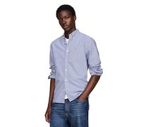 Tommy Hilfiger Long Sleeve Oxford Regular Fit, Men's Button Down Shirts, Also Available in Big and Tall, Royal Blue/Check, XL