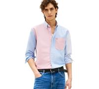 Tommy Hilfiger Long Sleeve Oxford Regular Fit, Men's Button Down Shirts, Also Available in Big and Tall, Shirt Blue/Multi, Large