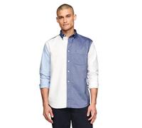 Tommy Hilfiger Long Sleeve Oxford Regular Fit, Men's Button Down Shirts, Also Available in Big and Tall, Desert Sky/Multi, 4XL