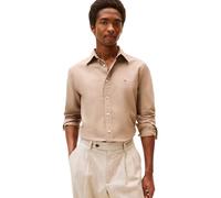Tommy Hilfiger Long Sleeve Oxford Regular Fit, Men's Button Down Shirts, Also Available in Big and Tall, Coastal Taupe/Coastal Taupe Solid, Medium