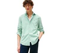 Tommy Hilfiger Long Sleeve Poplin Regular Fit, Men's Button Down Shirts, Also Available in Big and Tall, Olympic Green/Optic White Stripe, Medium