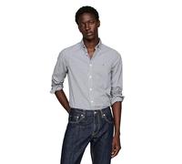 Tommy Hilfiger Long Sleeve Poplin Regular Fit, Men's Button Down Shirts, Also Available in Big and Tall, Carbon Navy/Optic White, Large