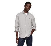 Tommy Hilfiger Long Sleeve Poplin Regular Fit, Men's Button Down Shirts, Also Available in Big and Tall, Army Green/Optic White, XS