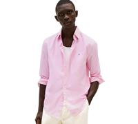 Tommy Hilfiger Long Sleeve Poplin Regular Fit, Men's Button Down Shirts, Also Available in Big and Tall, Classic Pink/Optic White Stripe, XL