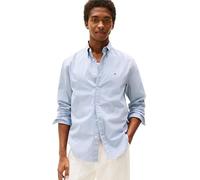 Tommy Hilfiger Long Sleeve Poplin Regular Fit, Men's Button Down Shirts, Also Available in Big and Tall, Breezy Blue/Multi Check, Large