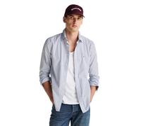 Tommy Hilfiger Long Sleeve Poplin Regular Fit, Men's Button Down Shirts, Also Available in Big and Tall, Sweet Blue / Multi Stripe, XL