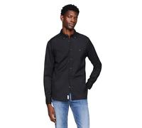 Tommy Hilfiger Long Sleeve Poplin Regular Fit, Men's Button Down Shirts, Also Available in Big and Tall, Black, XL