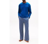 Tommy Hilfiger Men’s Long Sleeve Jersey Print Pyjama Set, Blue (Deep Indigo/Blue Dense Stripe), L