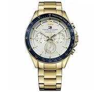 Tommy Hilfiger Luke 1791121 Men's Multi-Function Watch - 47mm Silver White Dial Gold-Tone Steel Bracelet