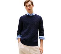 Tommy Hilfiger Men Classic Cotton Cable Crew Neck MW0MW33132 Pullover Sweater, Blue, L