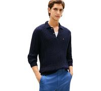 Tommy Hilfiger Men Classic Cotton Cable LS Polo MW0MW41955 Pullover Sweater, Blue, XL