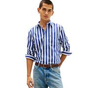 Tommy Hilfiger Men Flex POPLIN Bold Stripe Shirt MW0MW41715 L/S Shirt, Blue, L