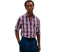 Tommy Hilfiger Men Flex POPLIN Medium Check Shirt MW0MW41712 L/S Shirt, Blue, S