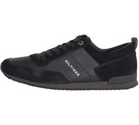 Tommy Hilfiger Men Iconic Leather Suede Mix Runner Trainers Athletic, Black (Black), 41 EU