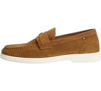 Tommy Hilfiger Men Light Suede Flag Hardware Loafer FM0FM05897 Loafers, Brown, 7