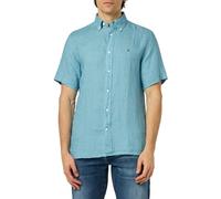 Tommy Hilfiger Men Pigment Dyed Linen Rf Shirt S/S Casual Shirts, Blue, M