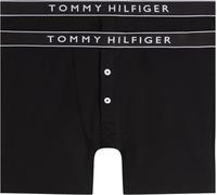 Tommy Hilfiger Men’s 2 Pack Boxer Briefs Button Fly Cotton with Stretch, Black (Black/Black), L